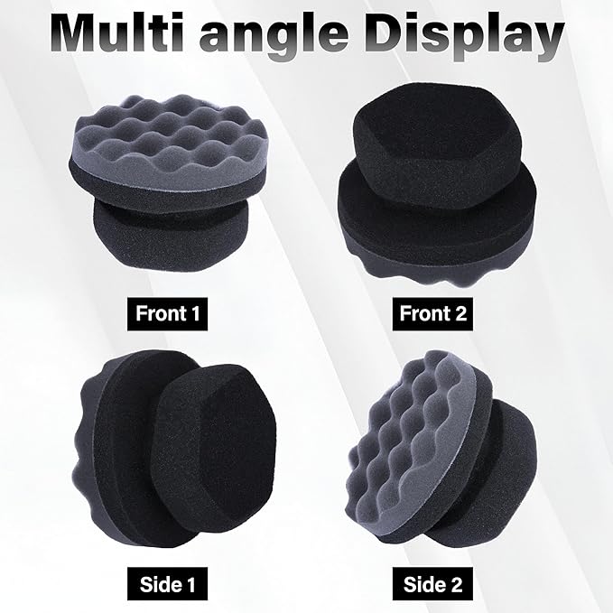 2 PCS Tire Shine Applicator Pad, Hex Grip Tire Dressing Applicator, Reusable Tire Foam Sponge, Tire Shine Brush, Car Detailing Sponge for Rubber Tires, Vinyl & Plastic Trim