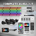 OPT7 Aura Pro 6PC Double LED Interior Strip Lights with APP & Remote Control, Multicolor Mode, Sound Active Inside Ambient Lighting Kit, Truck SUV RV Footwell Floor Decor, 12V Car Charger