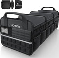 HOTOR Tactical Car Trunk Organizer - Foldable Trunk Organizer for SUV with Front MOLLE Pocket & Reflective Strips, Essential Car Accessories for Tools & Outdoor Storage, 11.6" x 31.9" x 11.0", Black