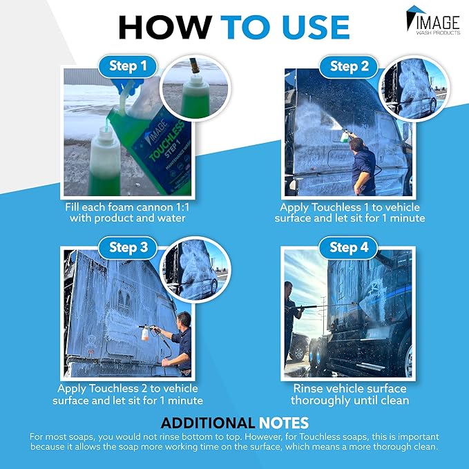 Image Wash Products® Touchless Car Wash Soap – No Scrub, 2-Step Truck Wash Soap, High-Foaming, Biodegradable Car Wash Soap, Safe for Polished Aluminum & Ceramic Coating (Touchless 1 & 2 5 Gallon)