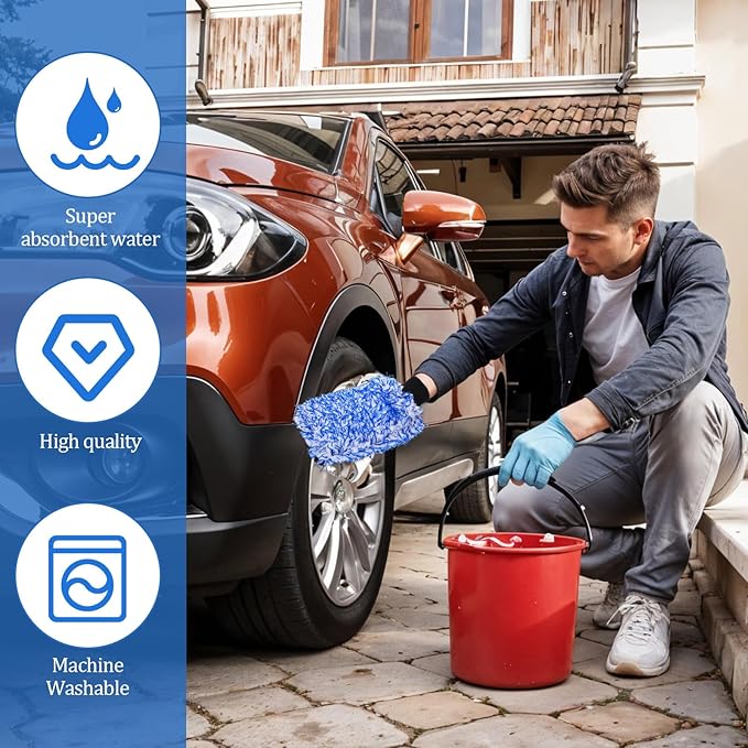 12 Pcs Microfiber Car Wash Mitts, Scratch Free Ultra Absorbent Car Sponge Glove Cleaner Wash Mitts for Cars Wheel Trucks Home Cleaning