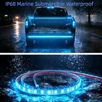 12V Marine Boat LED Light Strip Super Bright, 2 Pack 6.56FT IP68 Fully Waterproof RV Front Cap Lights, Golf Cart Underglow Roof Lights Strip for Truck ATV UTV SUV Car Pickup Trailer, Cuttable, Blue