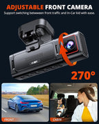 Kingslim D4PRO Dash Cam Front and Rear - 4K + 2K Dual Car Dashcam with WiFi GPS Dash Camera, Optional Inside Recording, Voice Control, Type C, Support 256GB Max