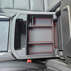 TOPINSTALL 21-26 Red Power-Sliding Console Tray Compatible with 2021-2026 Chevy Tahoe/Suburban/GMC Yukon Accessories, Full-Size Armrest Organizer (Not for Standard Console with Charging Socket!)