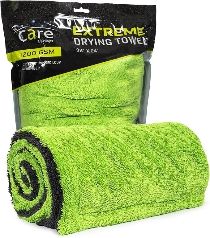Car Care Extreme Oversized Microfiber Car Wash Drying Towel, Premium XL Shammy Towel, Ideal for Car Cleaning, High Absorbency, 34"x25" Size