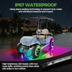 10L0L 2PCS Golf Cart Underglow LED Lights Kit for EZGO Yamaha Club Car, RGB Neon Accent Lighting 24 Modes with Wireless Remote & Music Sync, Waterproof Flexible Tubes 12V-80V Universal Fit