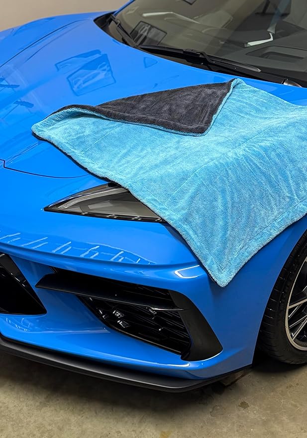 1600gsm MEGA Scratch Free XL Ultra Absorbent Blue Microfiber Professional Car Drying Towel, Twisted Loop 24" x 36" for Detailing Cars (1)