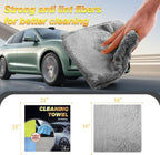 Microfiber Car Wash Cleaning Towels, 450gsm Ultra-Thick Highly Absorbent Lint-Free Detailing Cloths, Scratch Free Reusable Rags for Car Interior & Exterior - Coral Fleece, Grey, 12 Packs