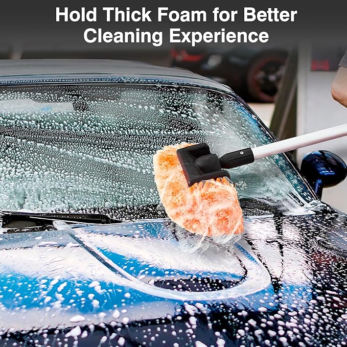 ARTIPOLY 4-12FT Car Wash Brush with Long Handle, 12-Inch Soft Bristle, with Aluminium Telescoping Pole, for Cleaning Car, SUV, RV, Boats, House Siding, Floors, Solar Panels, and More