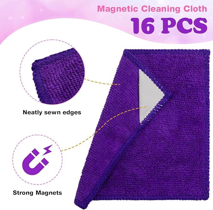 Gersoniel 16 Pcs Magnetic Cleaning Cloth Dry Erase Reusable Magnetic Microfiber Whiteboard Cleaning Cloth Towel for Dry Erase Board Whiteboard Classroom Home Office (Multiple Colors,6 x 6 Inch)