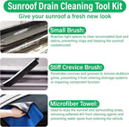 ecocstm Auto Sunroof Drain Cleaning Tool, 120 Inch Flexible Drain Brush, Sunroof Drain Cleaner with Pipe Cleaning Brush, Syringe Hose and Crevice Brush, Cleaning Tool for Drains, Sewers, Windshields