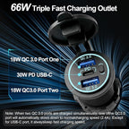 12v usb charger, PD 20W USB-C Power Socket and 18W QC3.0 Socket Waterproof Power Outlet 12V/24V with Power Switch 12V USB C Outlet for Car Golf Cart Boat Marine Bus Truck RV Marine Motorcycle etc.