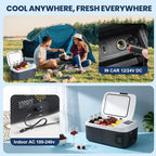 OLIXIS Portable Car Refrigerator, 17QT Single-Zone Electric Cooler for Vehicles, -4℉-68℉ Freezer Smart Control via Bluetooth with Car Battery Protection, Child Lock, 12/24V DC & 100-240V AC Powered
