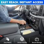 Floor Console Organizer Fits for 2015-2026 Ford F150 & 2017-2026 F250 F350 F450 Center Console Storage Compatible with F150-450 Jump Seat/Bench Seat Accessories Large Capacity Armrest Tray