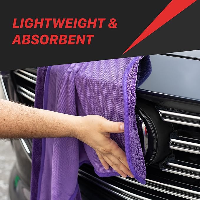 Maxshine Universal Purple Microfiber Drying Towels (24” x 36”, 600GSM) | Single Twisted Loop Plush Towels | Ultra-Absorbent Streak-Free Cloths for Car Wash, Drying & Auto Detailing