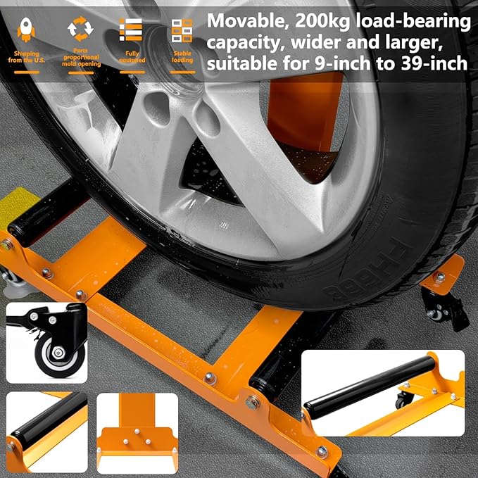 Rolling Wheel Detailing Stand – Heavy-Duty Tire Cleaning and Polishing Roller with 3-Way Rotating Rollers for Ceramic Coating, Tire Shine, Car Wheel Wash – Garage Accessory for Auto Detailers