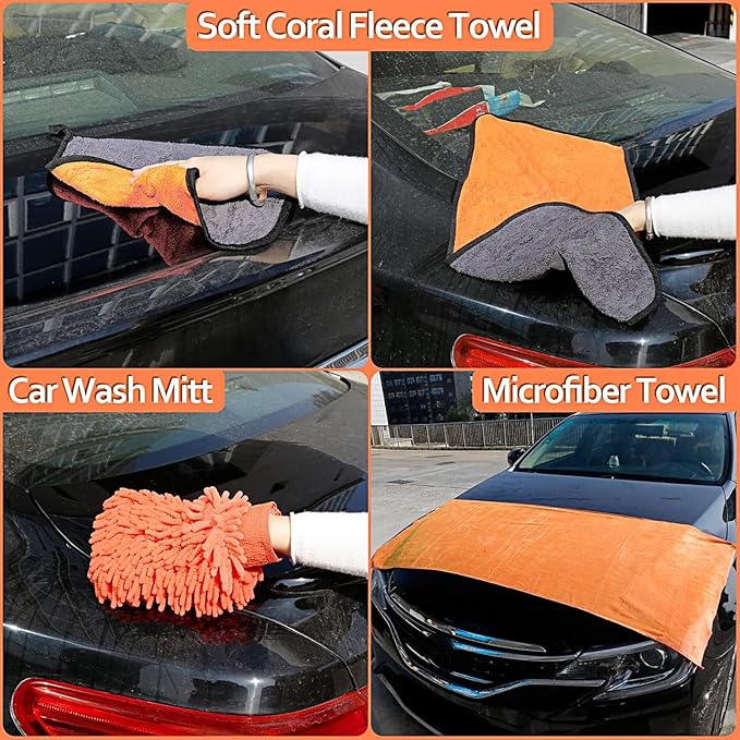 THINKWORK Car Cleaning Kit, Car Washing Kits for Vehicles, Car Detailing Kit Suitable for Small and Medium Vehicles Such As Cars, Trucks, Suvs(17pcs)