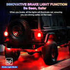 8Pods RGB LED Rock Lights for Jeep Golf Cart ATV UTV Trucks Offroad RZR SXS Four Wheeler with APP/RF Remote Control, Multicolor Dynamic Color Changing Underglow Kits Music Mode 12V Waterproof Chasing
