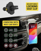 Scosche Qi2 MagSafe Car Mount Charger, 15W Wireless Magnetic Phone Holder for Car Dash, Vent & Tesla Display, Secure Grip, 4ft Cable, Fast Charging Compatible with MagSafe iPhone & Samsung Galaxy S25
