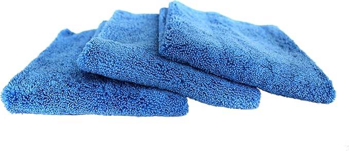 Maxshine 16”x24” Universal 3-Pack Blue Microfiber Towel - 380GSM Zero Crazy Edgeless - Professional Rinse-Free, Scratch-Free Drying Towels for Cars - Perfect for Car Detailing