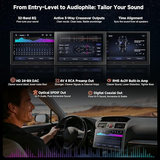 V10 10inch QLED Android Double Din Car Stereo, 6G+128G, 4G LTE, in‑Car Karaoke, Pro DSP w/4V Pre-Outs, 4 Channel Dash Cam Recording, Supports 8K Video, Wireless CarPlay&Android Auto
