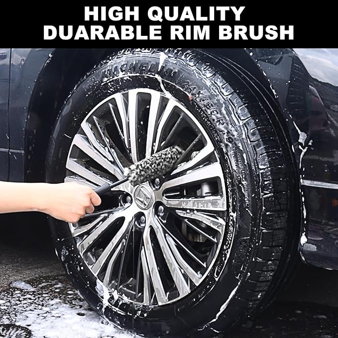 Car Wheel Brush kit, Tire Brush, Wheel Cleaner Brush, Soft-bristled Rim Cleaner Brush, Car Detailing Brushes, Wheel Brushes for Cleaning Wheels,Tires, Car Cleaning Brush Supplies Kit