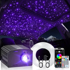 16W Twinkle & Music Sound Activated Starlight Headliner Kit for Car Home Star Ceiling, RGBW 300pcs*0.03in*9.8ft Fiber Optic Car Roof Sky Lights, Controlled Engine End Glow Fiber Strands