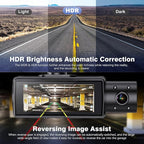 4K+1080P+1080P 5.8GHz WiFi Dash Cam Front and Rear Inside, Free 64G SD Card, 4K UHD 3 Channel Dash Camera for Cars, 360° All Sides Dashcam, G-Sensor, Night Vision, WDR, 24H Parking Monitor