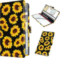 RSAquar Car Registration & Insurance Holder - Leather Glove Box Organizer, Cool Accessories for ID, Driver's License Cards & Essential Documents, Men & Women, Sunflower