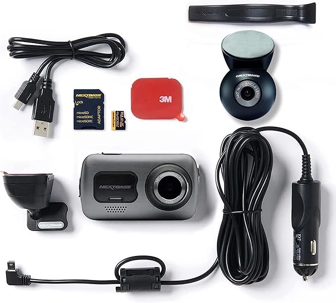 Nextbase 622GW Dash Cam with Rear Window Cam and 256GB Micro SD Memory Card Bundle - Dash Cam Front and Rear with True 4K 30fps UHD Auto Record, Wi-Fi, GPS, Bluetooth, Alexa, Parking Mode