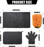 1300GSM Microfiber Car Cleaning Kit 4 Pack, 2 Chenille Wash Mitts & 2 Drying Towels (90cm×60cm & 60cm×40cm), Scratch-Free Lint-Free for Car RV Truck