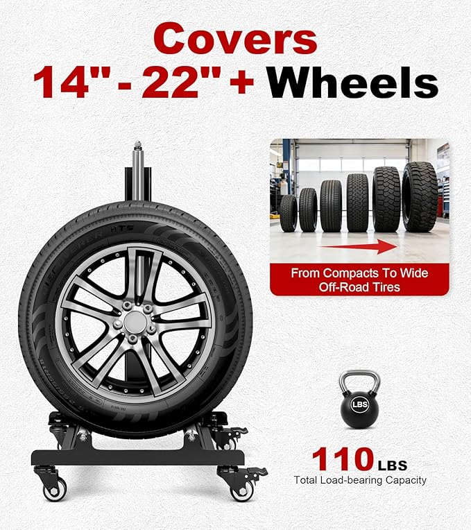 360° Rolling Wheel Detailing Stand with Wheels, Heavy Duty Steel Wheel Cleaning Stand for Tire, Rim Polishing, Ceramic Coating, Car & Motorcycle Wheel Roller Stand
