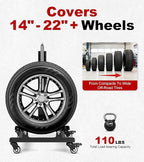 360° Rolling Wheel Detailing Stand with Wheels, Heavy Duty Steel Wheel Cleaning Stand for Tire, Rim Polishing, Ceramic Coating, Car & Motorcycle Wheel Roller Stand