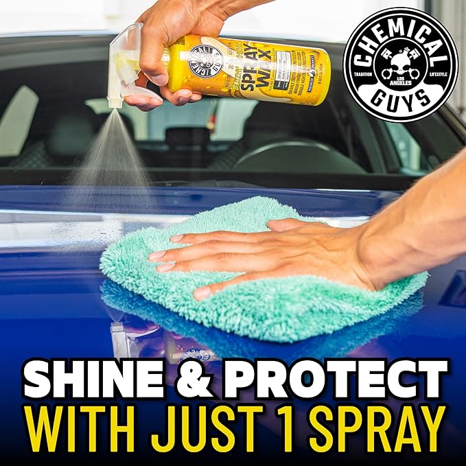 Chemical Guys TORQ Foam Blaster Wash & Wax Kit with Wash Mitt, Maxi Suds II Car Wash Soap, Blazin' Banana Sprayable Car Wax, and Chenille Premium Wash Mitt (4 Items, 32 Fl oz)