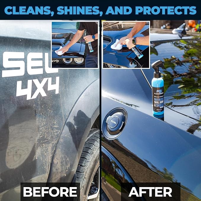 Flowgenix™ Waterless Car Wash Spray - Grand Finale - Motorcycle Cleaner & Car Wax Polish (1 Gal or 128 oz) - Ceramic Coating - Quick Detailer Spray to Make Your Vehicle Shine
