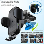 [Upgraded Version] ZeeHoo Wireless Car Charger,15W Qi Fast Charging Auto-Clamping Car Mount,Windshield Dash Air Vent Phone Holder for iPhone 14 13 12 Mini 11 Pro Max,Samsung S22,etc.(Black3)