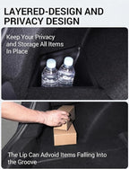 BASENOR 2023 2022 2021 Tesla Model 3 Trunk Storage Bin, Trunk Organizer with Carpeted Lid, Waterproof Rear Trunk Side Storage Box for Model 3 Interior Accessories (Not Fit 2024 2025 Model 3)