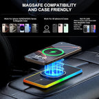 Magnetic Wireless Car Charger Charging pad, POLMXS 15W Wireless Phone Charger Cell Phone Cordless Charging mat for car Compatible with iPhone 12/13/14/15/16 Pro Max Xs Airpods Earbuds (K1MAG)