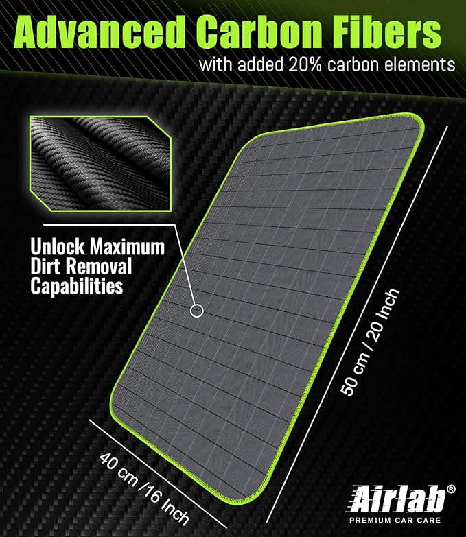 Airlab Microfiber Towels for Cars Wash Drying Towel Detailing Cloth Pack of 1 and Carbon Microfiber Towels for Car Polishing Cleaning Cloth, Pack of 2