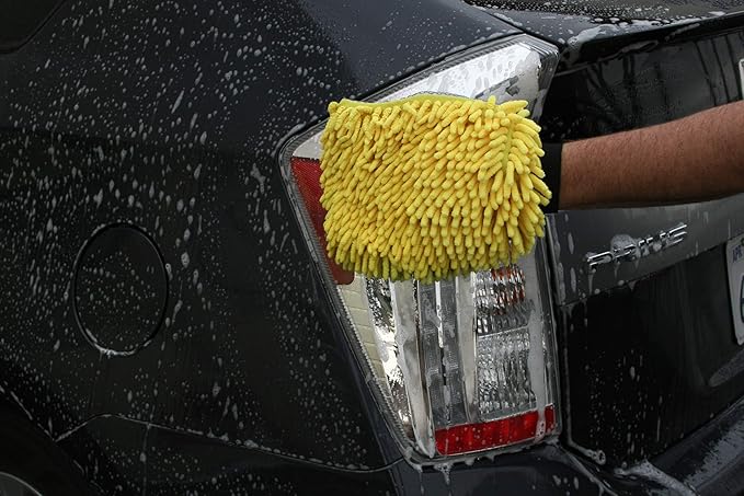 Carrand 45320 Microfiber Suds Maker Long Chenille Wash Mitt, Yellow