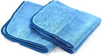 Maxshine 380GSM Zero Crazy Microfiber Towel Cleaning Cloth with Blue Silk Border - Blue, 16”x24” (40x60cm), Ultra-Soft & Absorbent, Perfect for Car Detailing & Cleaning