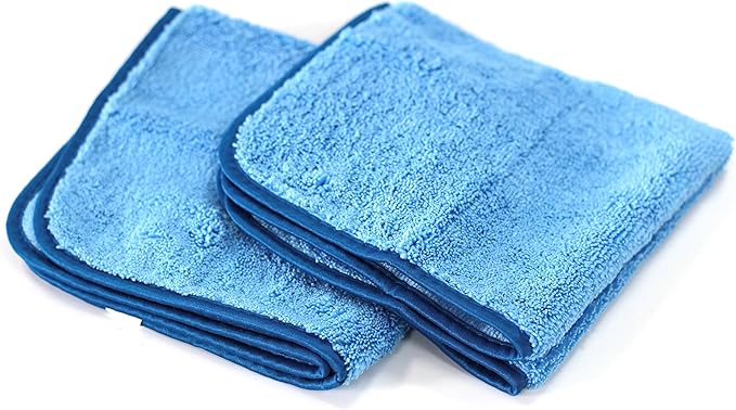 Maxshine 380GSM Zero Crazy Microfiber Towel Cleaning Cloth with Blue Silk Border - Blue, 16”x24” (40x60cm), Ultra-Soft & Absorbent, Perfect for Car Detailing & Cleaning