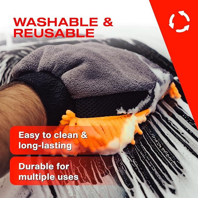 Nasiol Car Wash Mitt – Dual-Sided, All-in-One, Scratch-Free, Lint-Free, Super Absorbent, Ultra-Soft Chenille