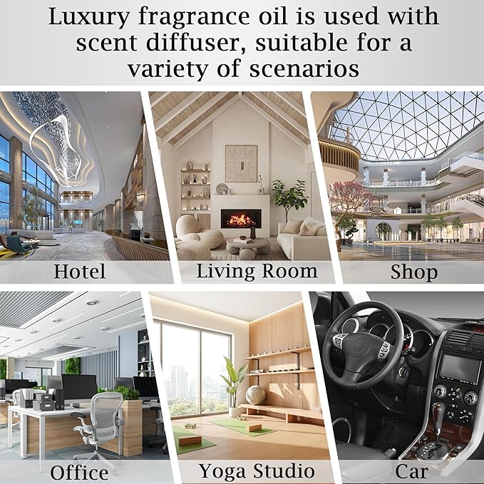 Luxury Hotel Scent Santal Oil Diffuser Refill Kit | Long Lasting Essential Oil for Large Room, HVAC & Car Waterless Fragrance Diffusers| Nanotech Formula| Spa Calming Aromatherapy Oil (20ml/0.7FL oz)