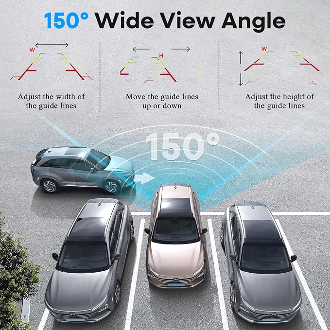 HD 1080P Backup Camera Plug & Play: Easy to Install in 15 Minutes Starlight Night Vision for Backing Up Safely in the Dark - Real-time Image Zero lag Rear View Camera with Monitor for Cars Trucks SUVs