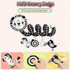 FPVERA Car Seat Toys for Babies 0-6 Months: Travel Baby Toy for Soft Hanging Toys for Carseat, Spiral Plush High Contrast Black and White Toy for Boys Girls