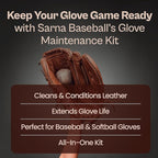 SARNA BASEBALL Glove Maintenance Kit, 5-Piece – Clean, Soften, & Break in Gloves Faster – Baseball Glove Cleaner, Conditioner, Brushes & Microfiber Cloth – Trusted Leather Cleaner and Conditioner Kit
