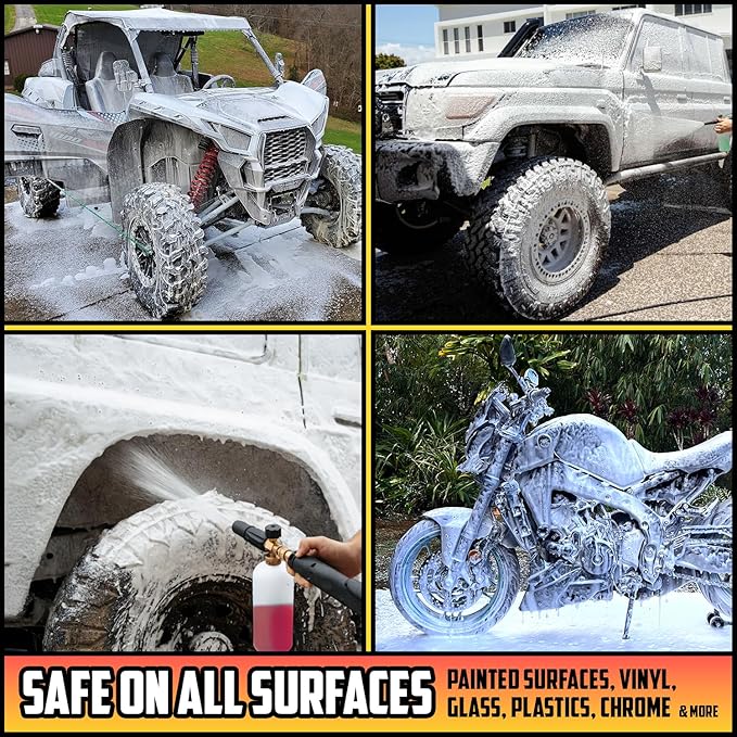 Carfidant Foam Boost Off-Road & ATV Wash Soap – Heavy Duty pH-Balanced Car Wash for Trucks, UTVs, RVs & Dirt Bikes – Quick Rinse, No Residue – Works with Foam Cannons, Guns & Buckets – 1 Gallon