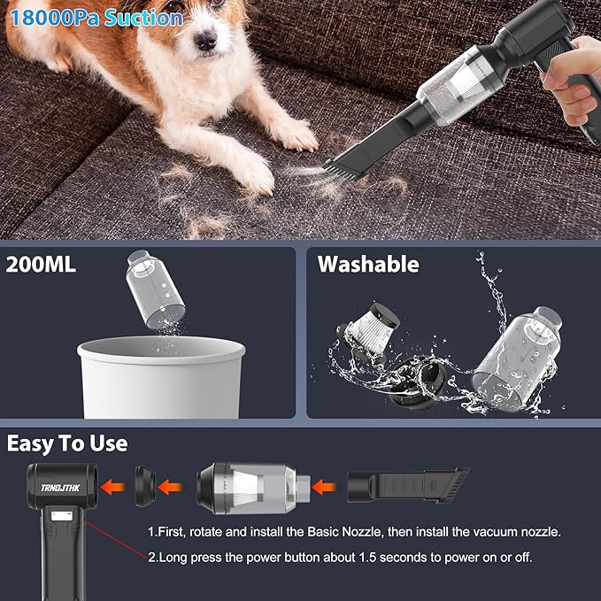 Electric Air Duster 150000RPM Super Power Handheld Cordless Mini Blower Vacuums Rechargeable Brushless Motor 10Gear Adjustable Portable Dust Blower for Pc Computer Keyboard Outdoor House Car Cleaning