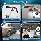 PARAROSE Car Cleaning Gun Detailing Interior Dryer Air Blow Gun, High Pressure Blower Gun, Car Detailing Kit Interior Cleaner（1L Capacity，Black）